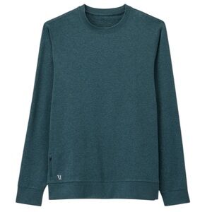 VUORI Ponto Performance Crew Sweatshirt Deep Sea Heather Teal Long Sleeve Shirt